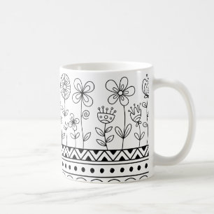 Tasse à motif floral folklorique minimal – Ligne a
