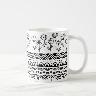 Tasse à motif floral folklorique minimal – Ligne a