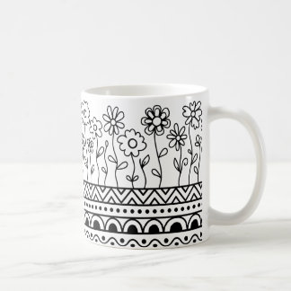 Tasse à motif floral folklorique minimal – Ligne a