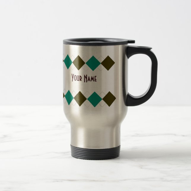 Tasse à motifs de losanges de voyage - (Droit)
