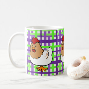 Tasse à motifs écossais vert et violet pour poulet
