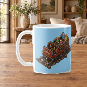 Tasse à pixels pour balade en famille sur des mont