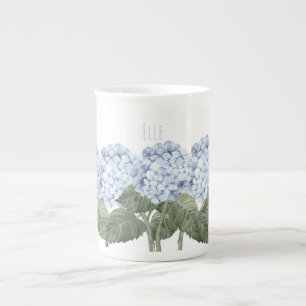 Tasse à thé en porcelaine osseuse Fleur Bleue d'Hy