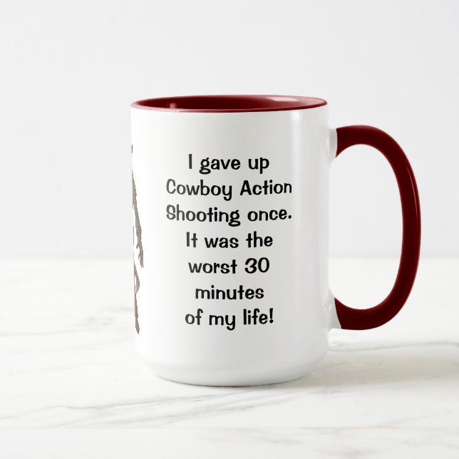 Tasse Abandonner les tirs avec humour (Droite)