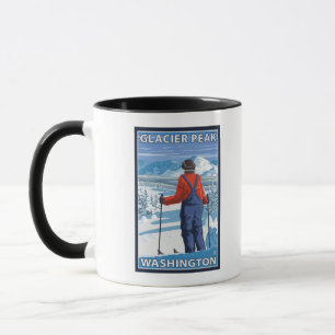 Tasse Admirer de skieur - crête de glacier, Washington