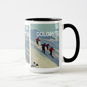 Tasse Affiches vintages de ski, dolomites de ski