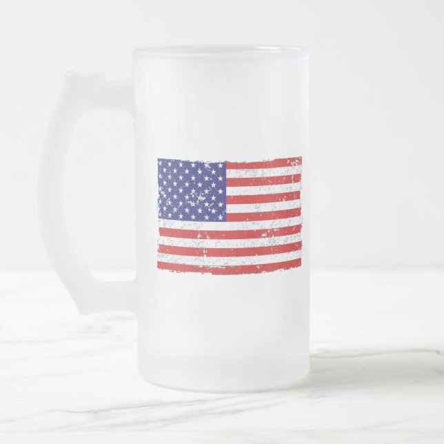 Tasse affligée en verre de drapeau américain (Gauche)