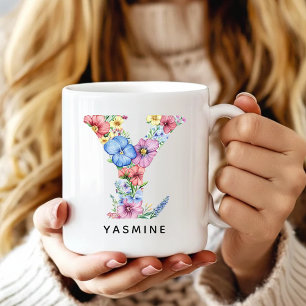 Tasse Alphabet Floral Personnalisée Cadeau pour Ma