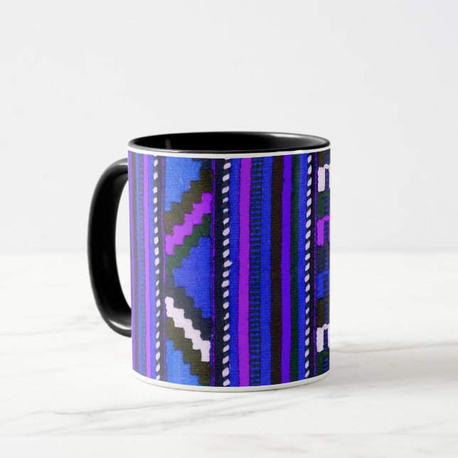 Tasse Amérindien de la texture bleue (Devant gauche)