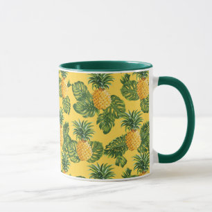 Tasse Ananas et Feuilles tropicaux en or