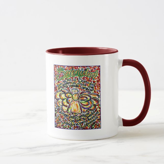 Tasse Angel de prière de sérénité (texte espagnol) (Droite)