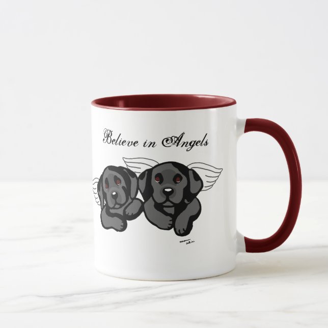 Tasse Anges noirs de Labrador (pont en arc-en-ciel) (Droite)