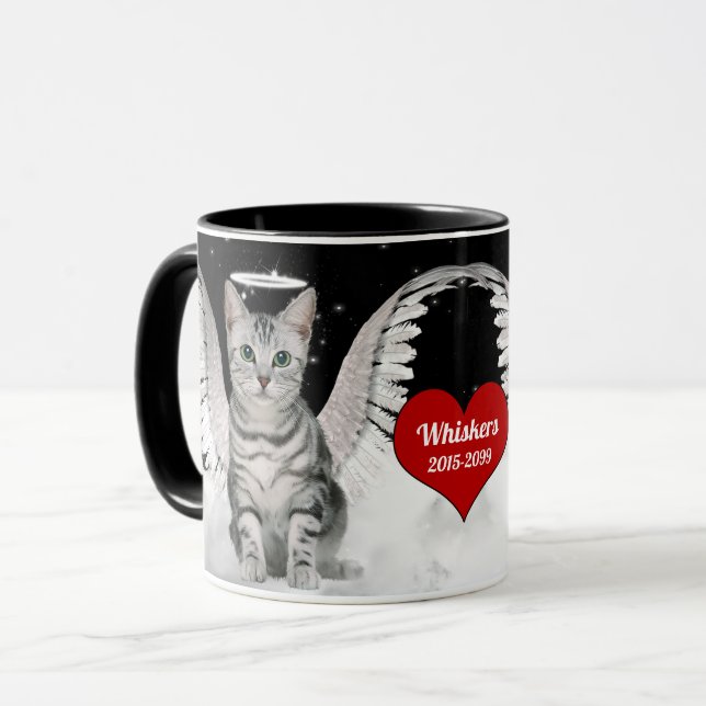 Tasse Animal Memorial Angel Chat Coeur rouge (Devant gauche)
