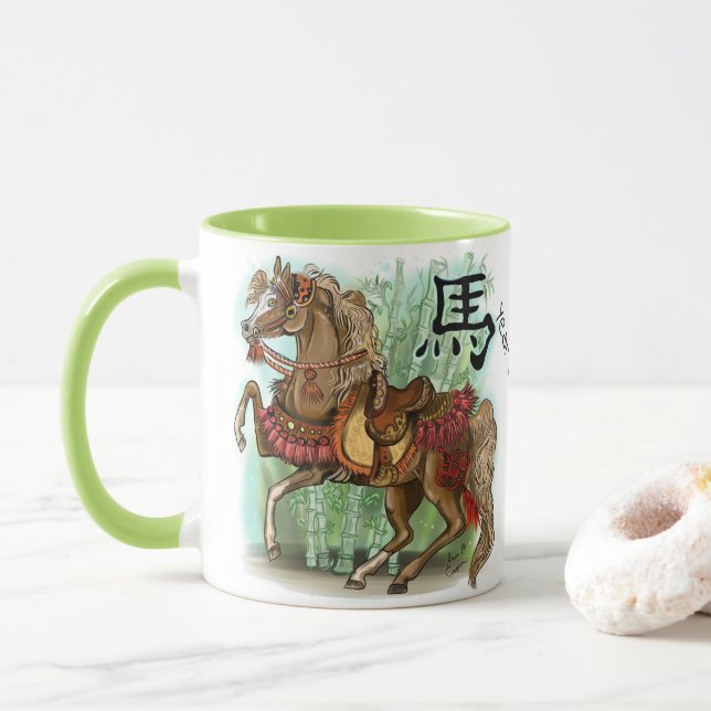Tasse Année zodiaque chinoise du cheval (Avec donut)