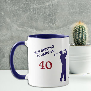 Tasse Anniversaire 40 Golfer Blue Silhouette