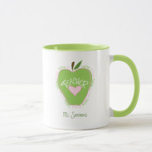 Tasse Apple rose et vert de quatrième professeur de