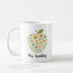 Tasse Apple Teacher personnalisée Fleurie Apple pe