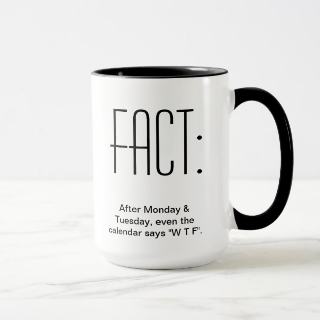 Tasse Après lundi et mardi, même le calendrier indique (Droite)