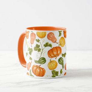Tasse Aquarelle, Citrouille et Motif Feuille
