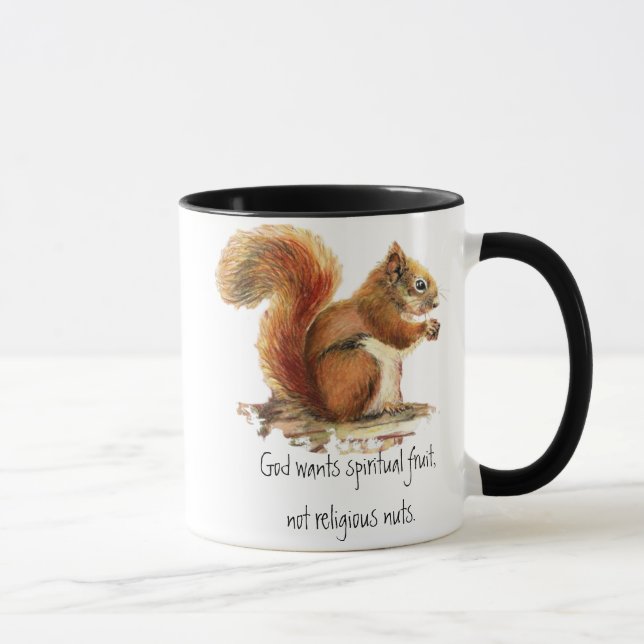 Tasse Aquarelle écureuil rouge, Citation drôle (Droite)