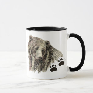 Tasse Aquarelle originale Grizzli Ours Nature animale