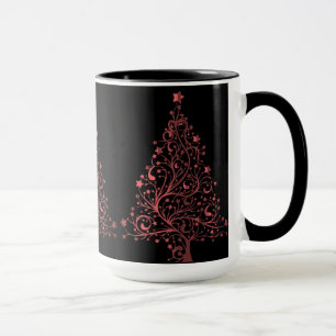 Tasse Arbre de Noël Black Metallic Rouge look élégant