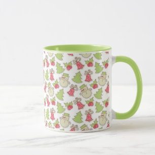 Tasse Arbre de Noël, cloches, houx, bonhomme de neige