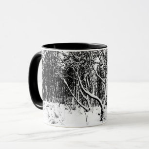 Tasse Arbres et scène de neige, noir et blanc