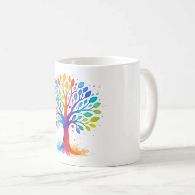 Tasse Arc-en-Ciel Chakras Arbre de Vie | Vibrant (Devant droit)