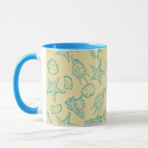 Tasse Arrière - plan avec des coquilles. Tiré par la