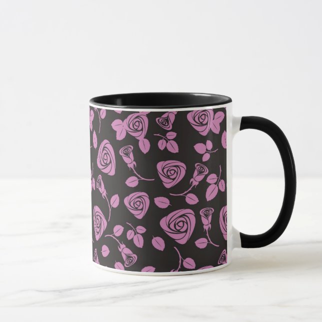 Tasse Arrière - plan rose floral (Droite)