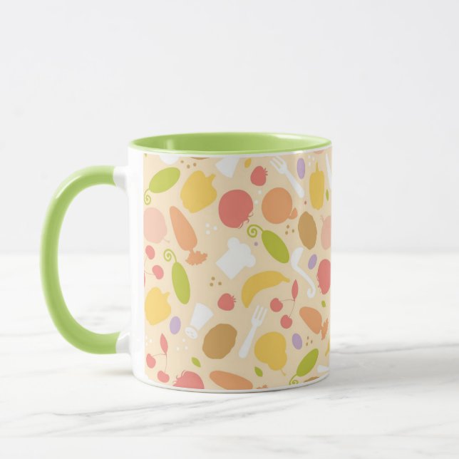 Tasse Arrière - plan végétarien de motif de cuisine (Gauche)