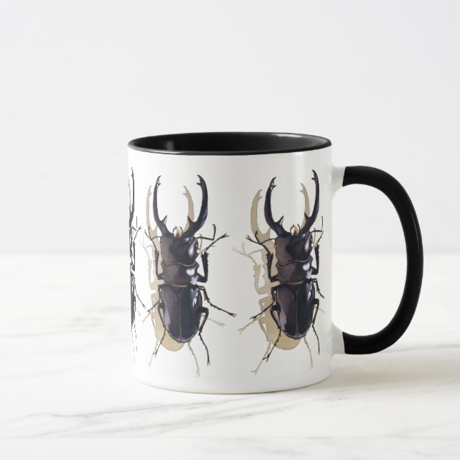 Tasse Art d'aquarelle d'insecte "de scarabée de mâle" (Droite)