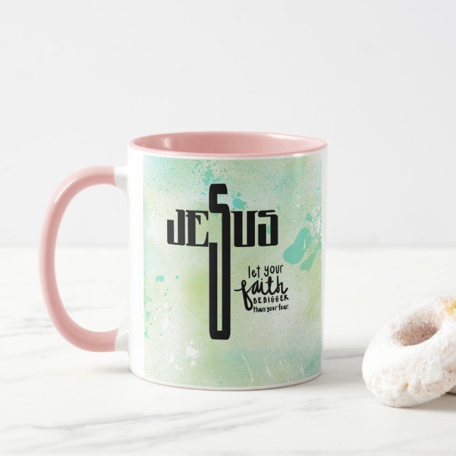 Tasse Art de mot Jésus (Avec donut)