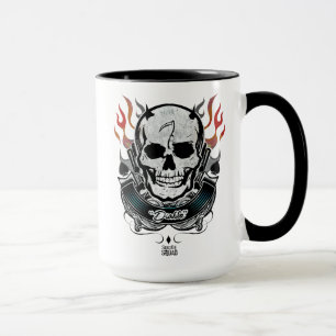 Tasse Art de tatouage de crâne et de flammes du peloton