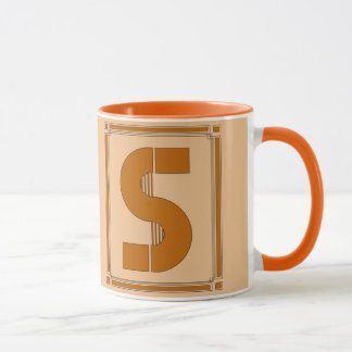 Tasse Art déco de lignes droites avec le monogramme,