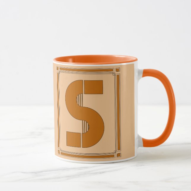 Tasse Art déco de lignes droites avec le monogramme, (Droite)