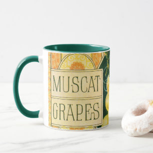 Tasse Art d'étiquette de caisse de fruits vintage, raisi