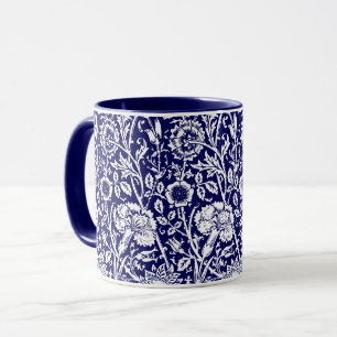 Tasse Art Nouveau Carnation Damask, Navy et Blanc