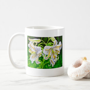 Tasse asiatique blanche de lis