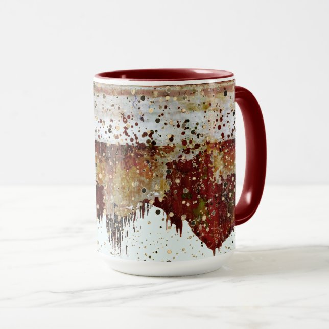 Tasse aspect terre cuite avec coulure de peinture (Devant droit)