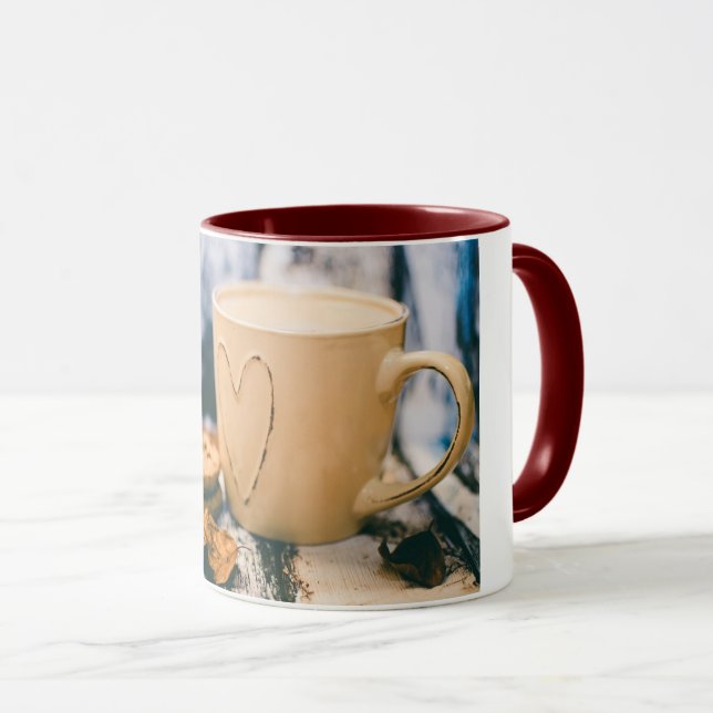 Tasse Attaquez, combiné, 11oz, marroon, concevez en (Devant droit)