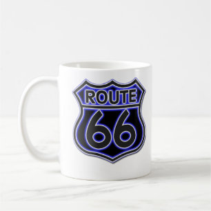 Tasse au néon bleue de l'itinéraire 66