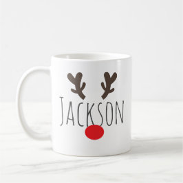 Tasse au nez rouge personnalisée de renne