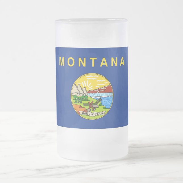 Tasse aus mattiertem Glas mit der Flagge von Monta (Mittel)