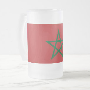 Tasse aus mattiertem Glas mit marokkanischer Flagg