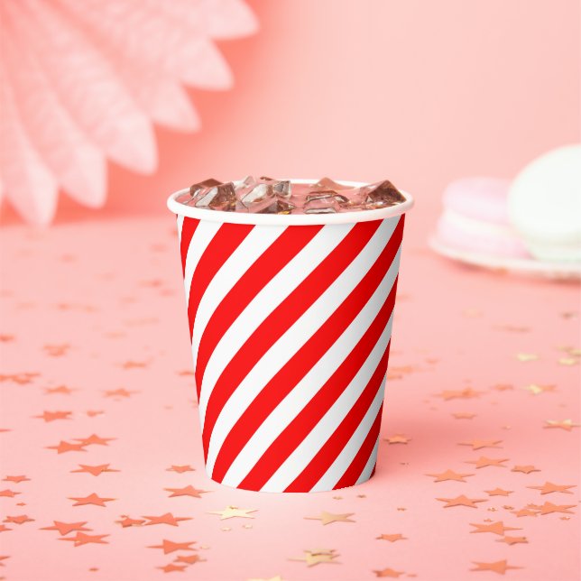 Tasse aus rotem und weißem Candy Cane Stripes Papi Pappbecher (Insitu)