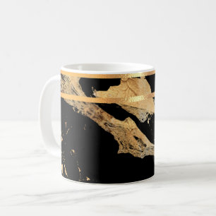 Tasse aus schwarzem Marmor und Goldmedaille
