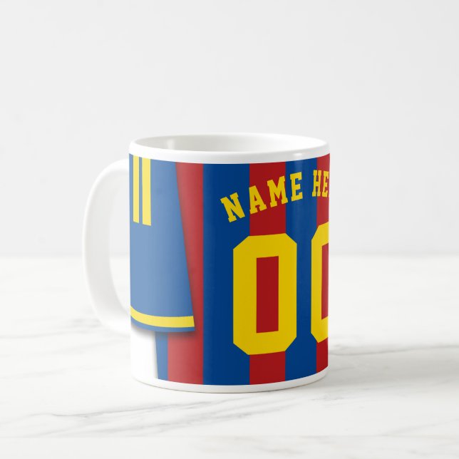 Tasse aus Soccer Jersey, Black Gold Streifen (Vorderseite Links)
