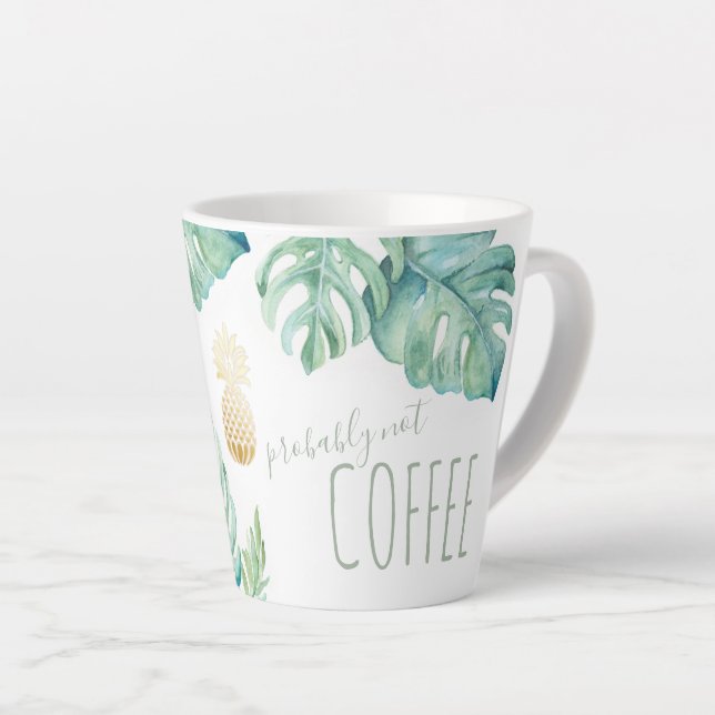 Tasse aux feuilles de Monstera en aquarelle tropic (Angle droit)